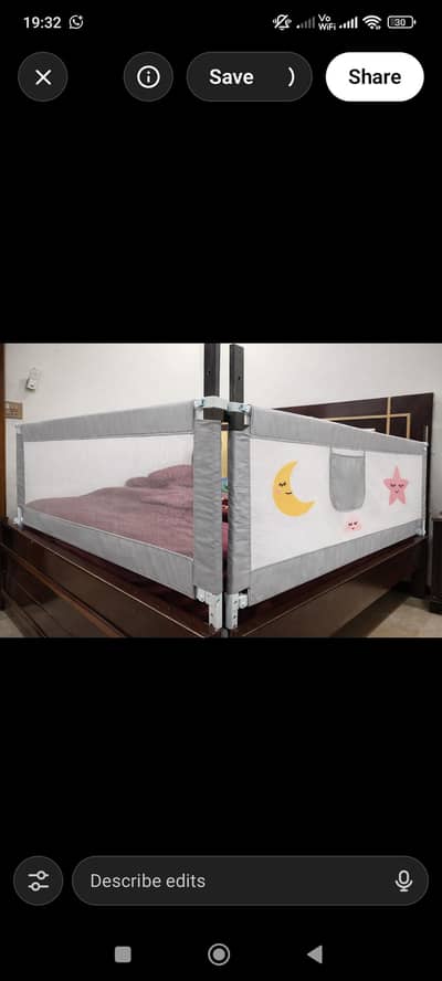 Baby Bed Safety Rail Strong Iron Frame Soft, Foldable / Adjustable
