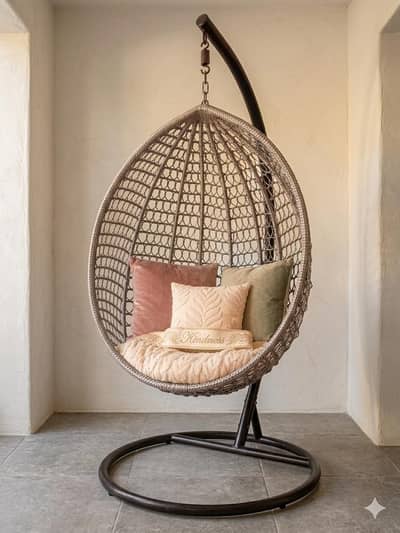 Stylish Indoor/Outdoor Wicker Swing Chair with Stand