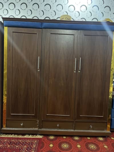 Wooden Almari for Sale | 3 Portion Wardrobe | Good Condition