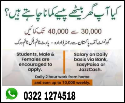 Easy online jobs from home in Pakistan. Flexible timing.