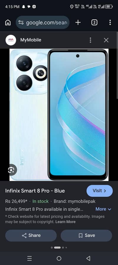 Infinix smart 8 pro Ram 4+4 ROM 128
