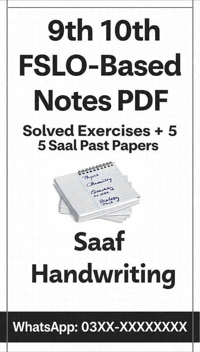 9th 10th Class Notes PDF | FBISE 2025 SLO Based | Solved Past Papers