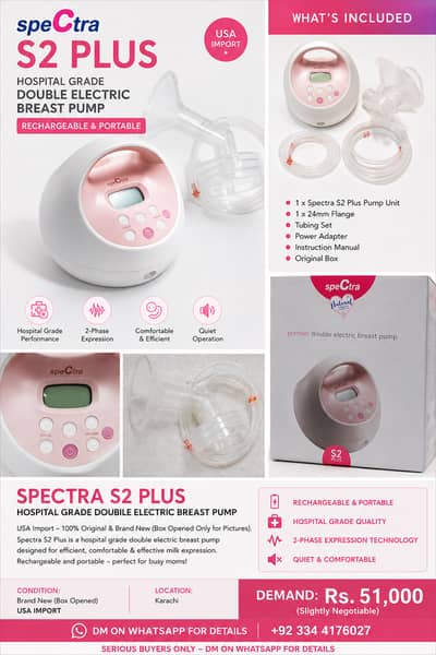 Spectra S2 Plus Breast Pump USA Import | Brand New Box Opened