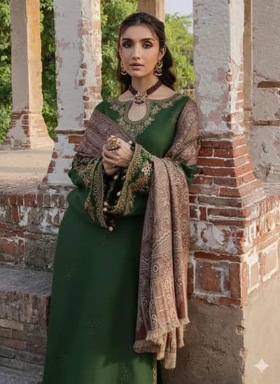green Emboridered 3Pcs set for women
