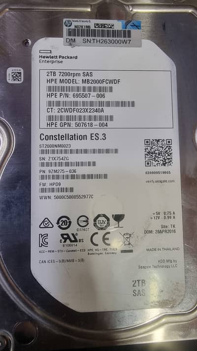 2TB 1TB SAS SERVER HARD DISK  100% HEALTH