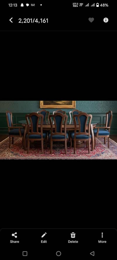 8- seater Oval dining table set, 7.5ft long, half inch thick Glass top