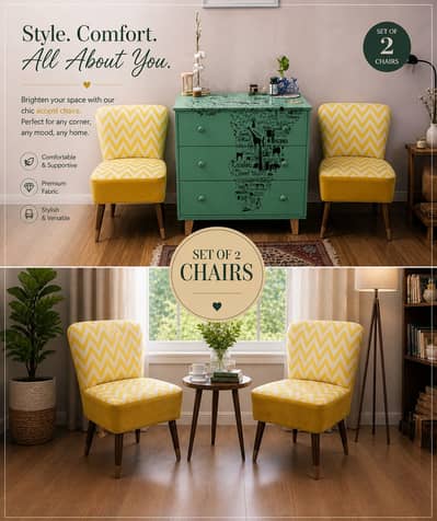 Set of 2 Yellow Chairs for Sale