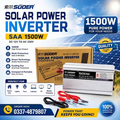 Suoer 1500W Inverter 12V Modified Sine Wave Dc To Ac Inverter