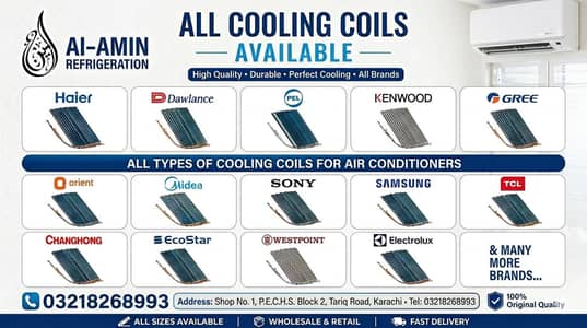 Haier Gree Dawlance Kenwood pel Orient AC Cooling Coil 1 Ton 1.5 Ton