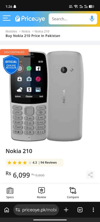 Nokia 210 pta approved condition 10by9 original Wala hai