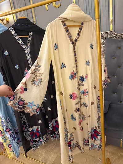 Kaftan russian silk embroidered 3pc