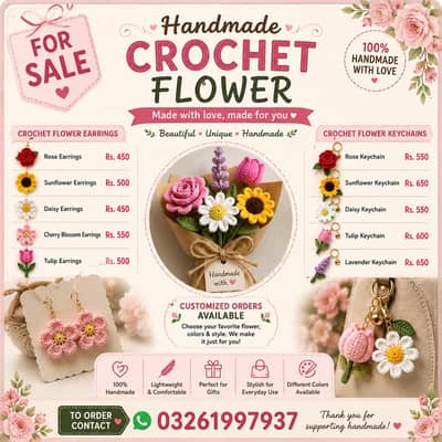 customized handmade crochet flower earrings boutique work