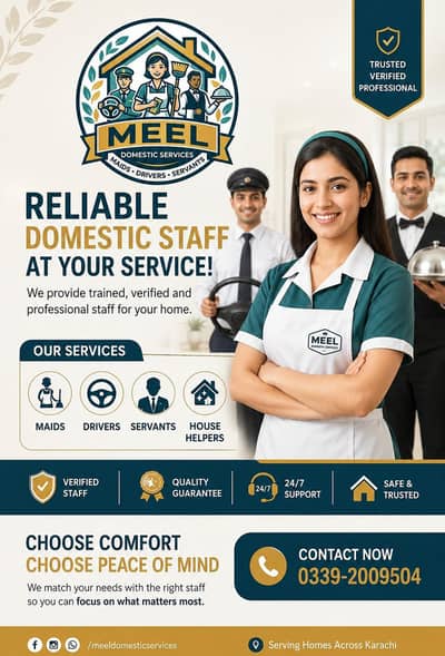 HOUSE MAIDS/NANNIES/COOK/DRIVER/HELPER ALL KINDS OF DOMESTIC STAFF AVA