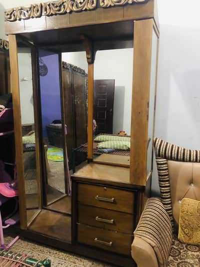 Hard wooden double bed