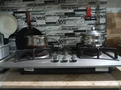 Crown Automatic 3-Burner Stainless Steel Hob/Stove - 8/10 Condition