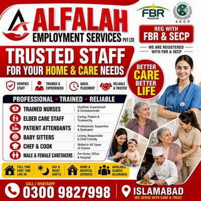 Verified Nurses, Baby Sitters, Patient Attendants & Cook Available