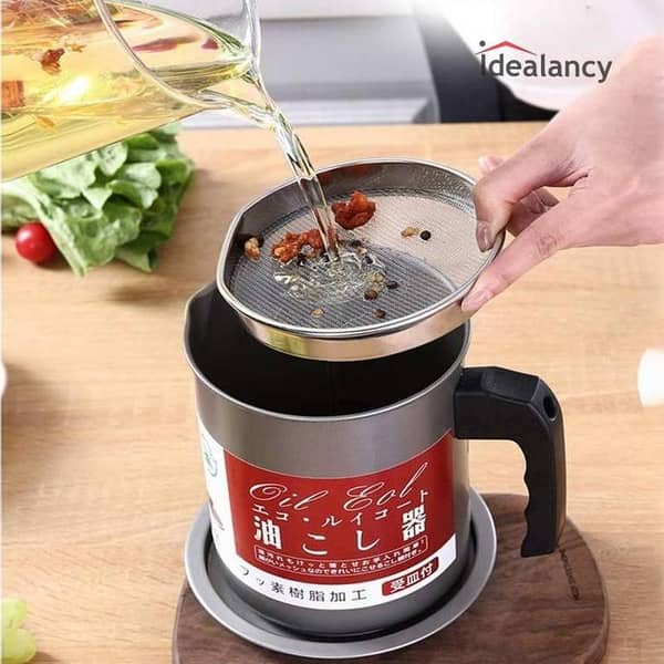 Oil Jug Stainless Steel Oil Filter Pot 100% Imported Fat Separator Storage Container Kitchen Tool