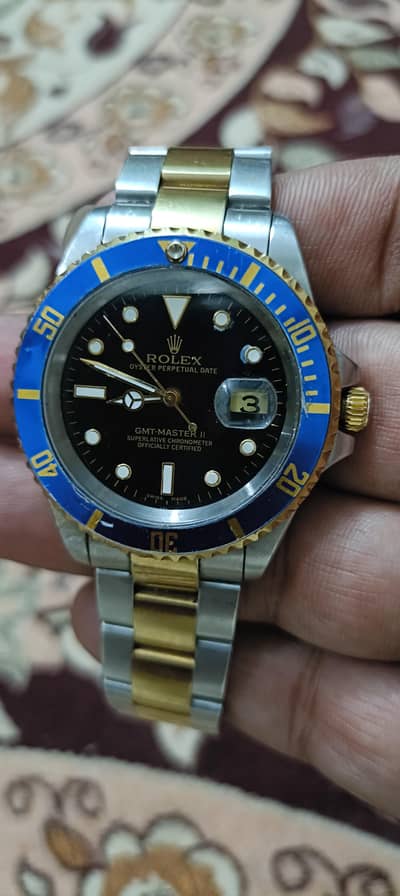 Argnt sel. Automatic Watch Rolex Submariner Steel Blue Bezel Watch