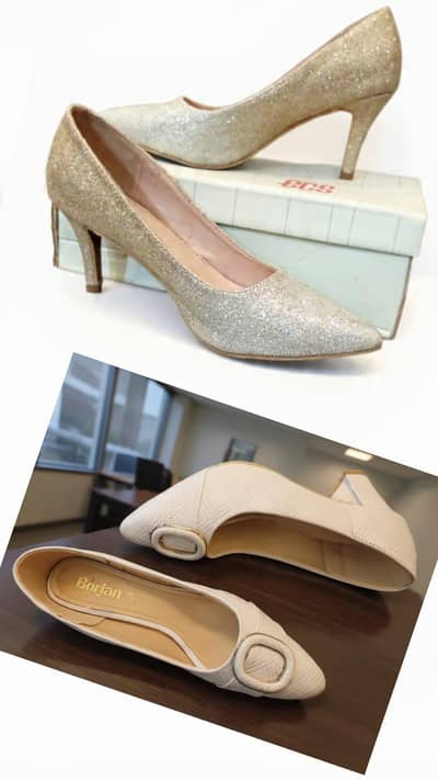 Borjan Court Shoes Size 39 used  Rs. 2900. . Ecs golden shoes 3000