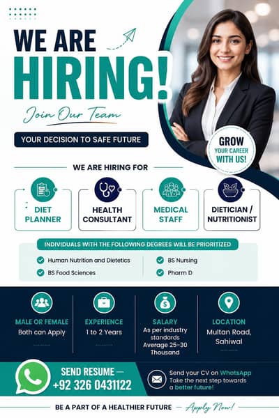 Career Opportunity for Male & Female