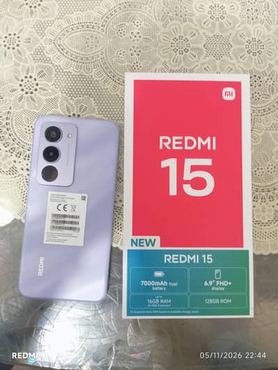 Redmi 15 no 5  (8/128) Lavender | 7000mAh Battery | Box & Warranty