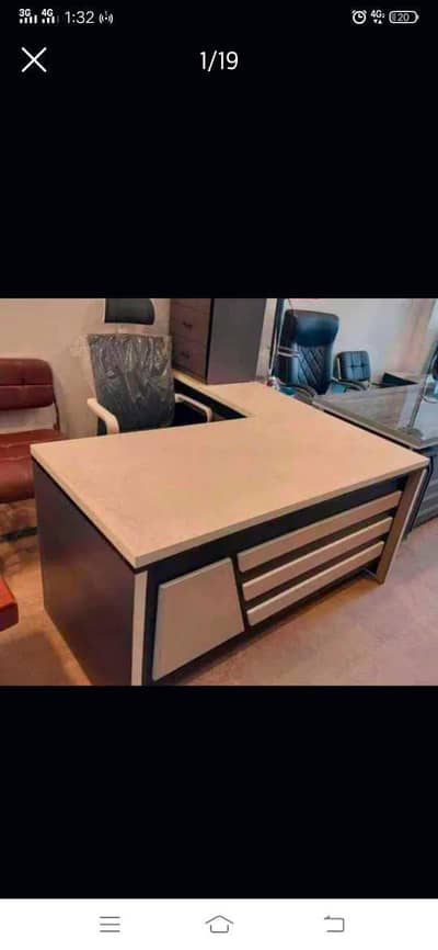 Office CEO table, L shape desk, study computer table, office chair