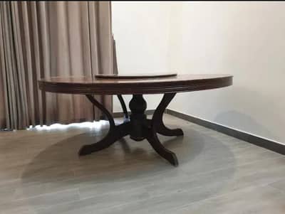 Luxury 6 Seater Pure Wooden Rotating Dining Table set full Size