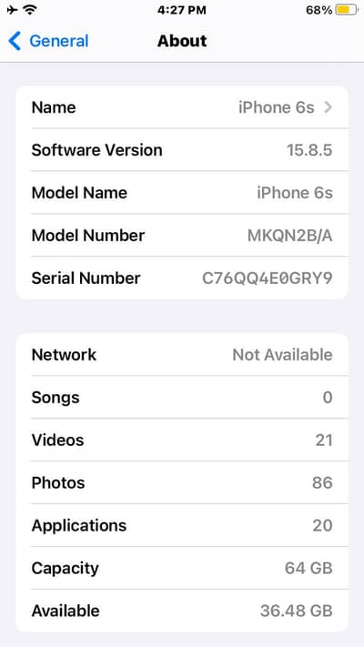 iPhone 6s Gb64 bypass ha g all ok