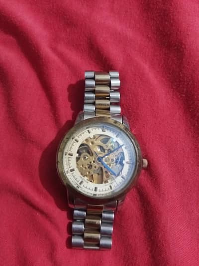 Premium men's  skeleton automatic watch – Luxury two tone chain
