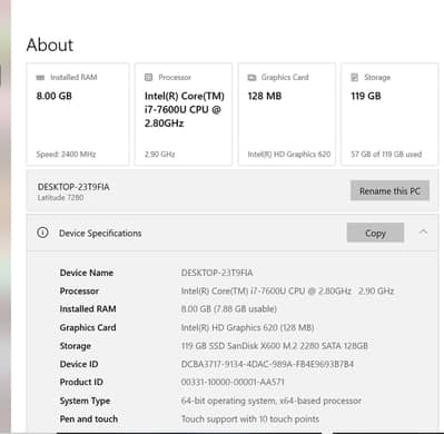 Dell Latitude 7280 i7 7th Gen 8GB 120GB NVME Touch | 10/10 Backlit | L
