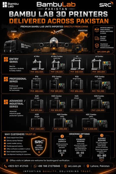 Bambu Lab 3D Printers Available | A1, P1S, P2S, X2D, H2S, H2D & models