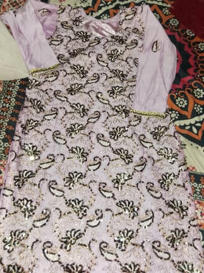 Lavender Heavy Sequence Work Shirt | Party Wear | Medium Size