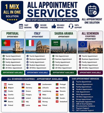 All Schengen Country Appointment Available