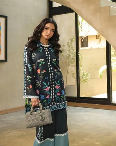 Black printed Swiss lawn 2Pcs kurta set