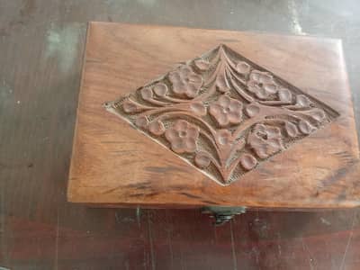 Hand-Carved Wooden Box