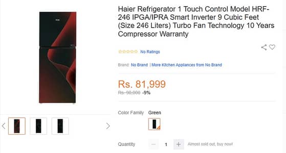 Haier Refrigerator,  only 1 week used