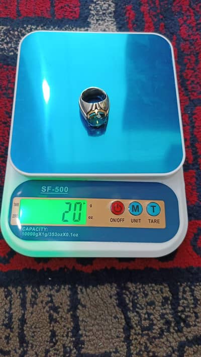 Male Pure Chandi Ring 20gm Waight Moissanite stone