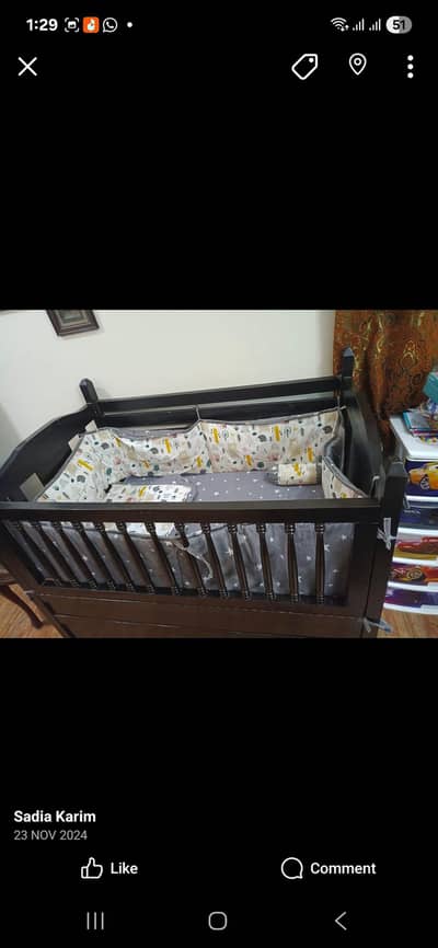 kids cot, wooden baby cott