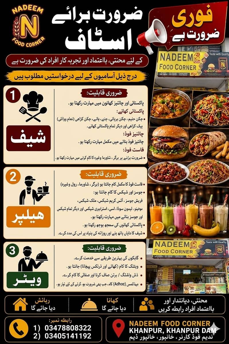 ضرورت برائے اسٹاف 0