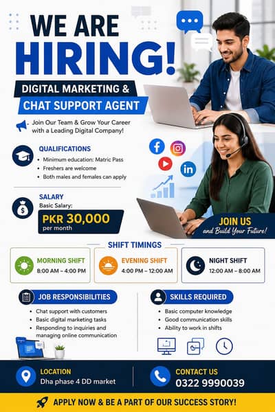Digital Marketing & Chat Support Agent Required | Jobs |