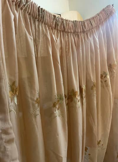 Net chiffon embroidered curtains  Pair
