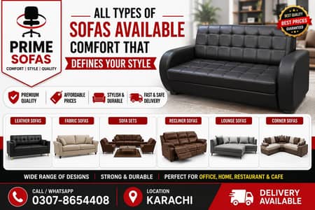 Luxury Sofa Set | Modern Leather Sofa | Lounge Office Sofas Available
