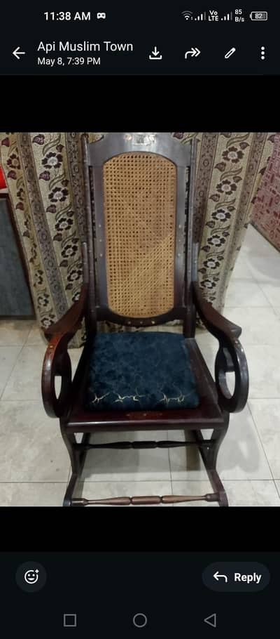 Rocking chair in cane Tali structure