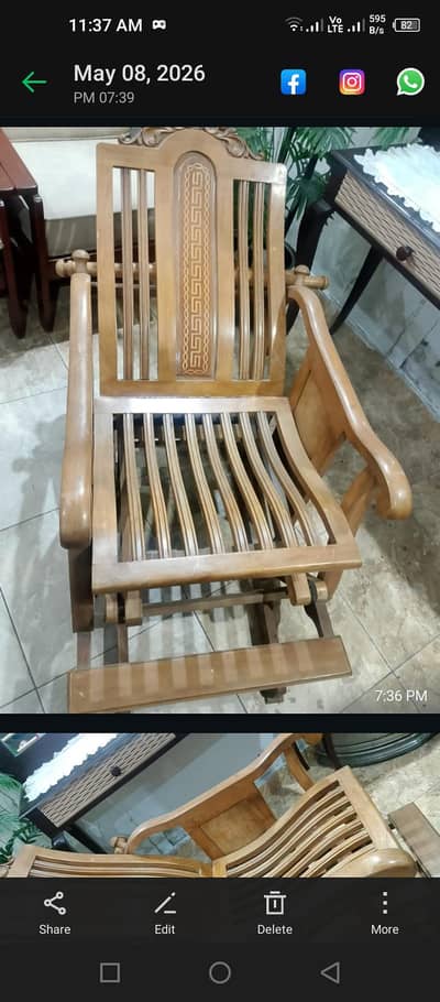 Rocking chair in cane Tali structure