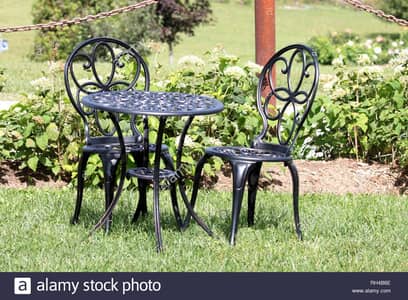 Wrought iron garden furniture-3-Piece Outdoor Cast Aluminum Patio set