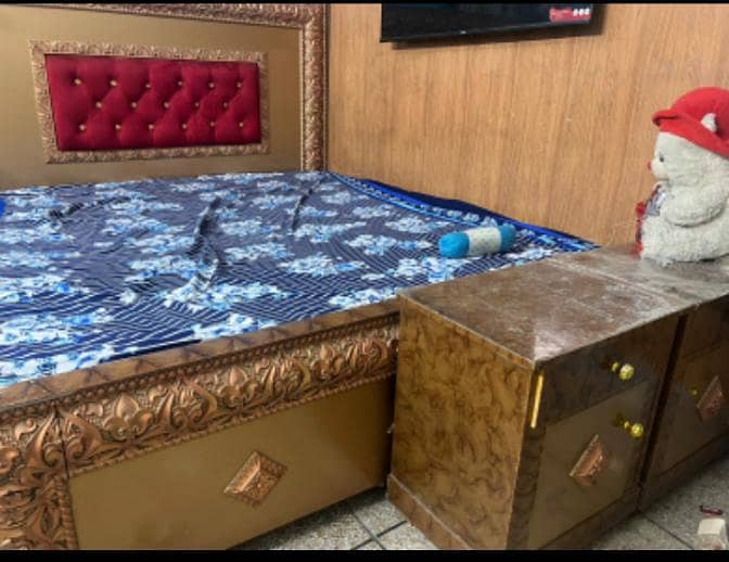 Bed,side table with matters 4