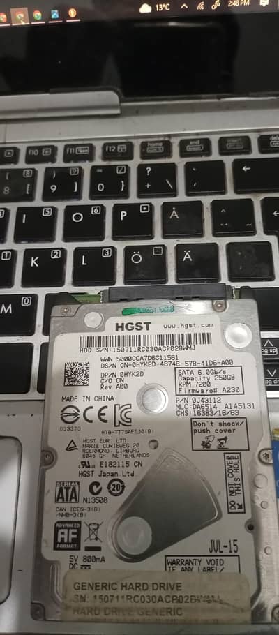 250gb laptop internal HARD DRIVE, HDD