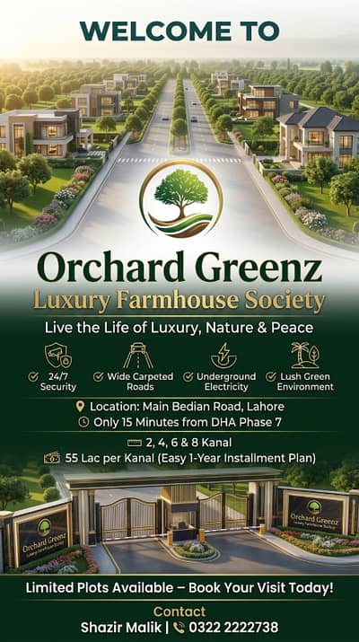 Orchard Greenz Luxury Farmhouse Society Prime Location On Main Bedian Road, Lahore