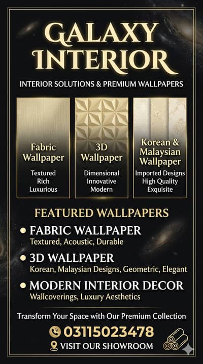 Luxury Fabric Wall Design - Imported 3D Wallpaper -  Interior Decor