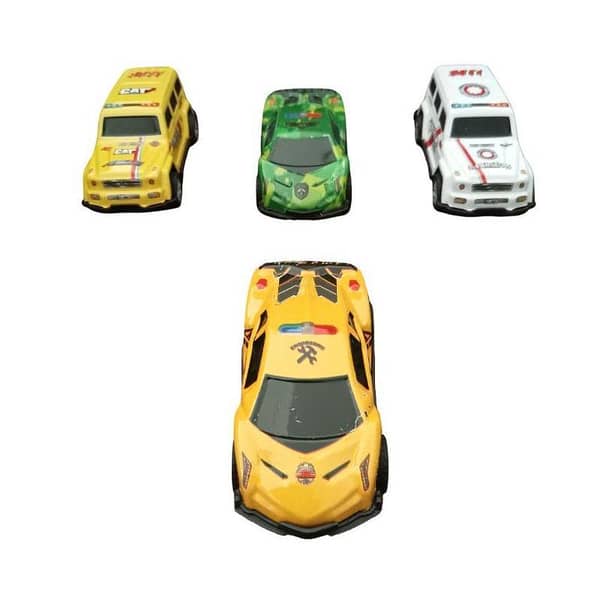 4 Piece Metal Pull Back Cars and Jeep Toy Set for Kids Fast Moving Mini Vehicle Toys Different Colors Age 3-9 Years